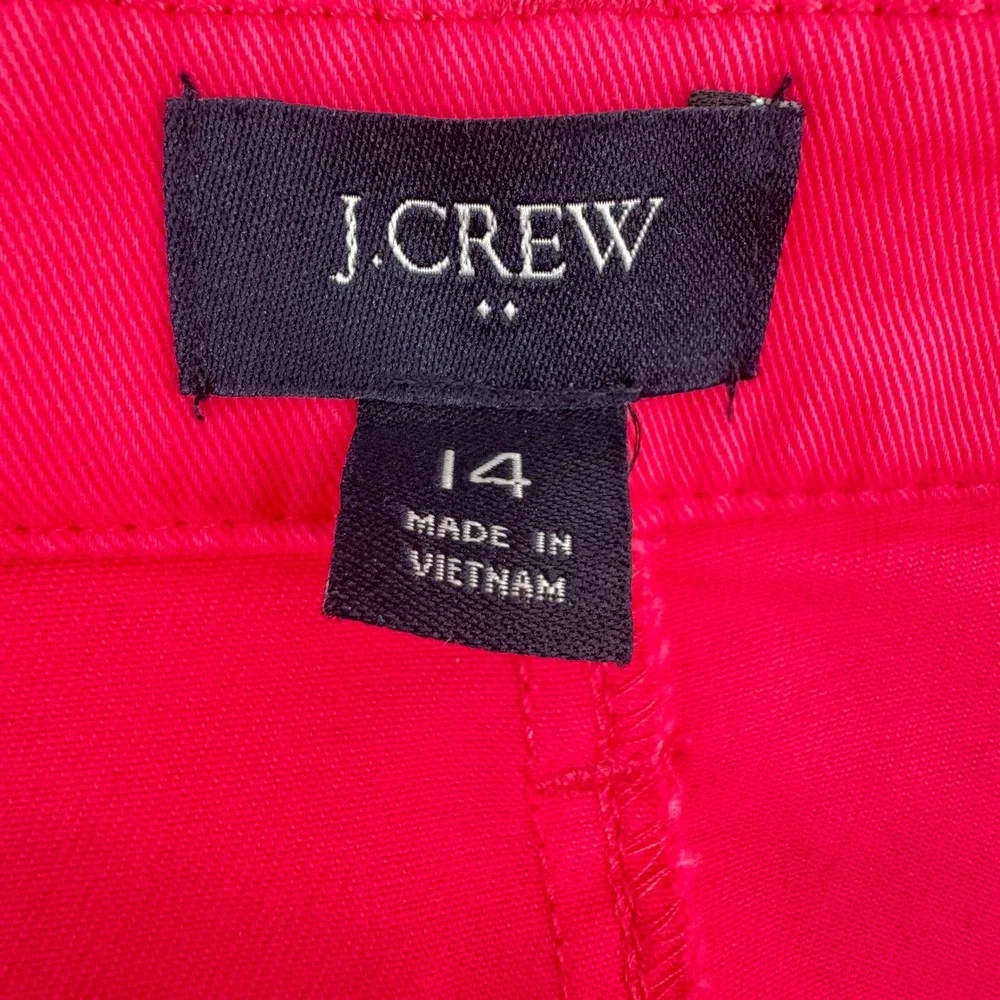 Hot‎ Pink J. Crew Button Mini Skirt Stretch Cotton Size 14 Bright Barbiecore